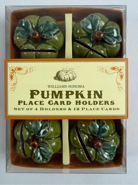 Vintage Williams Sonoma Ceramic Pumpkin Place Card Holders Set of 4 Fall Decor